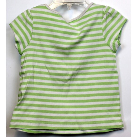 2013 Gymboree Strawberry Sweetheart T-Shirt 3T Green Stripes Applique Puff Sleev - Picture 4 of 7